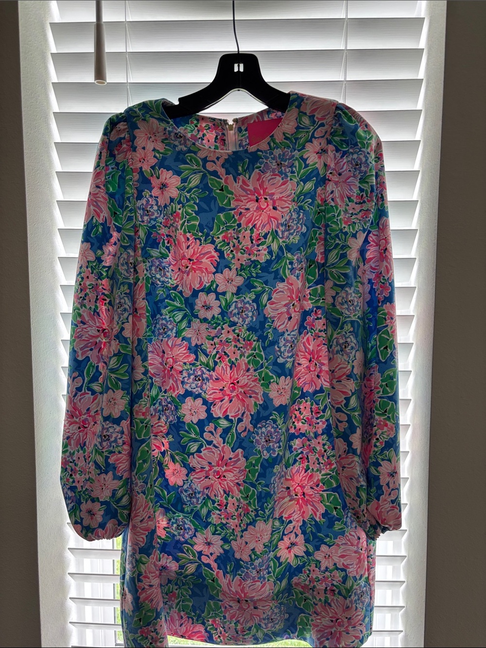 Lilly Pulitzer Blue Tunic with Pink and Green Floral Print